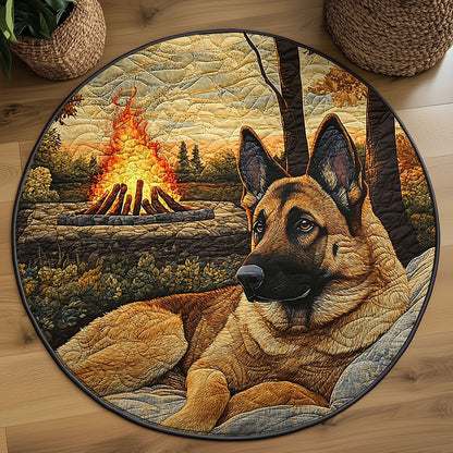 Fire Pit German Shepherd WJ0804027CL Quilted Round Mat