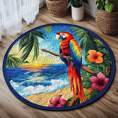 Tropical Scarlet Macaw Parrot QA0512018CL Quilted Round Mat