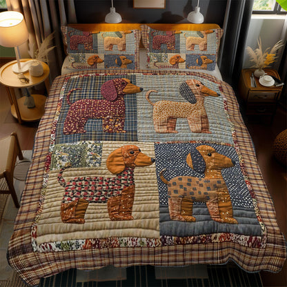 Dachshund Folk Art WN1103106CL Duvet Cover Set