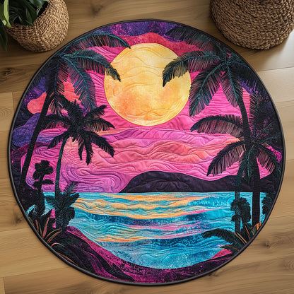 Tropical Surreal Sunset WJ0107046CL Quilted Round Mat