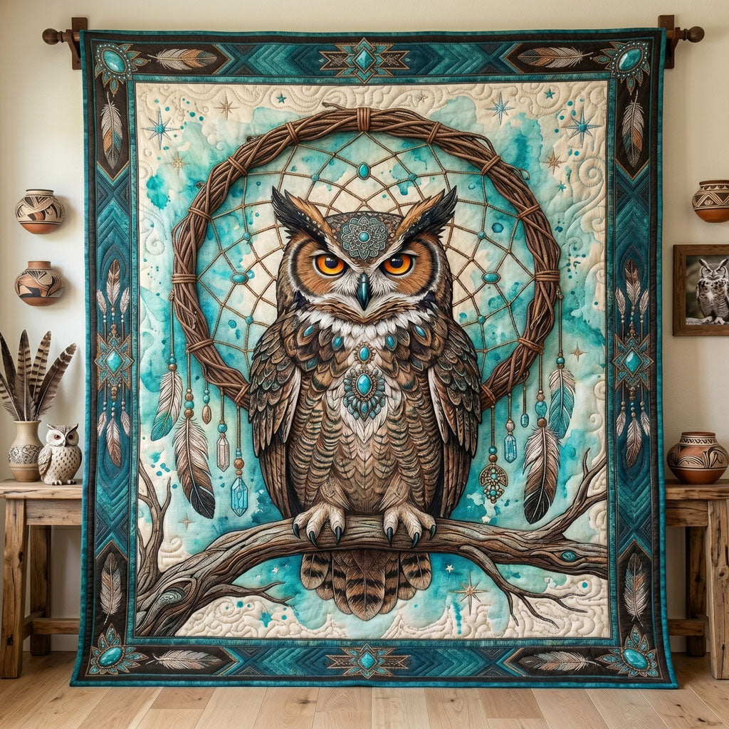 Turquoise Dreamcatcher Owl WN0606013CL Quilt