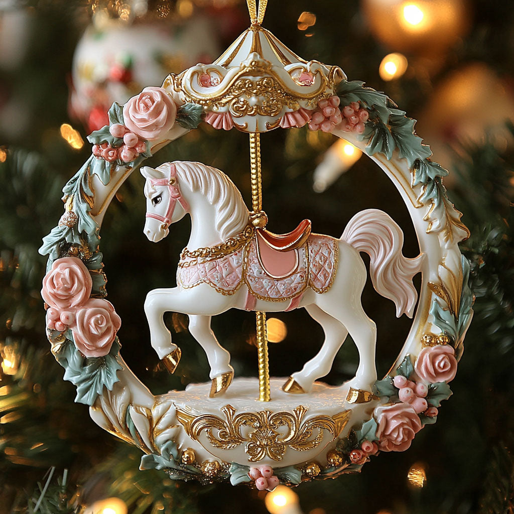 Rose Carousel Horse CW2611031CL Christmas Ornament