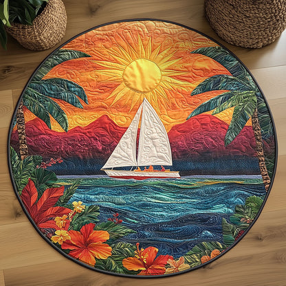 Tropical Sunset Sailboat WJ0507046CL Quilted Round Mat