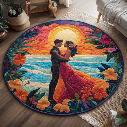 Romantic Sunset Couple WJ0307042CL Quilted Round Mat
