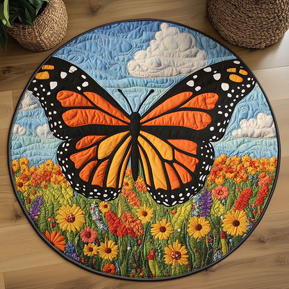 Butterfly Flower Garden WJ0404037CL Quilted Round Mat