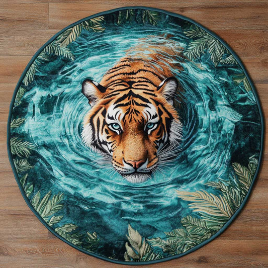 Blue Spirit Tiger WN2205003CL Quilted Round Mat