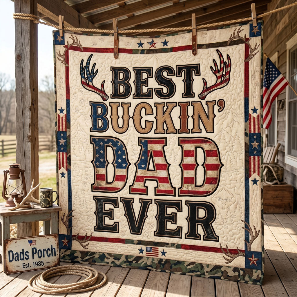 Patriotic Deer Hunter Dad WN1006015CL Quilt
