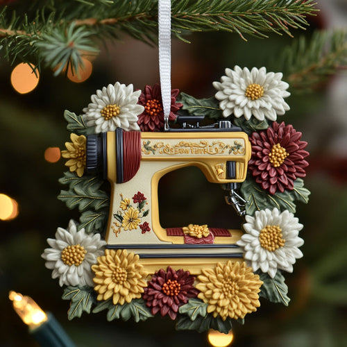 Country Chrysanthemum Sewing Machine WN2016110CL Christmas Ornament