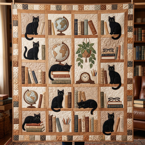 Black Cat In Library XR1704020CL Quilt