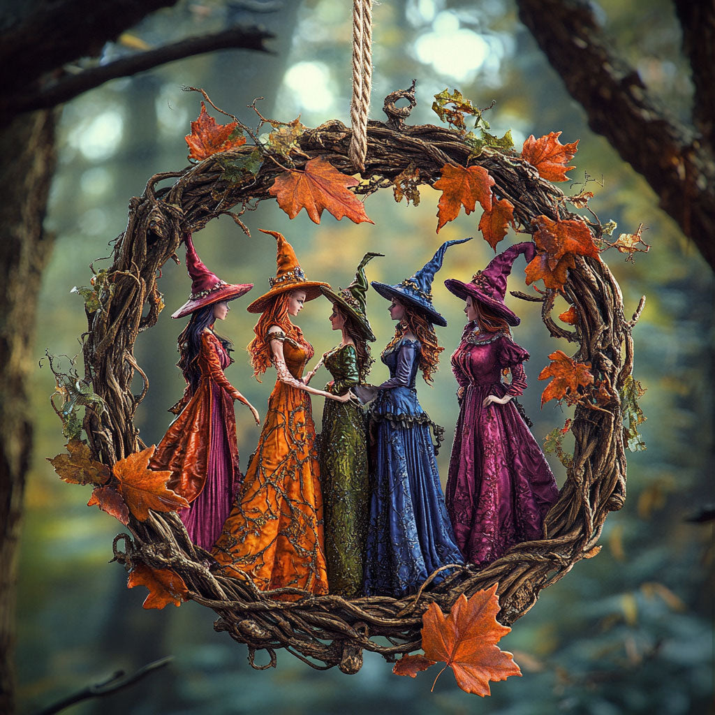 Autumn Witch Circle WN0312001CL Christmas Ornament