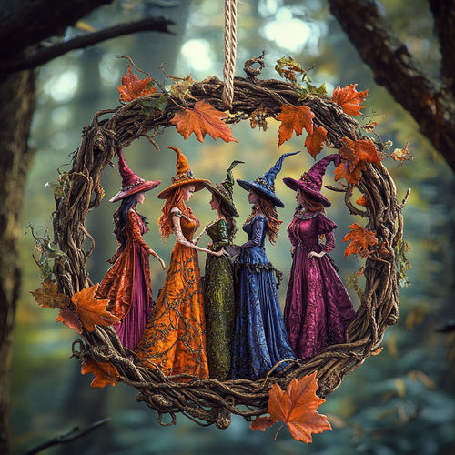 Autumn Witch Circle WN0312001CL Christmas Ornament