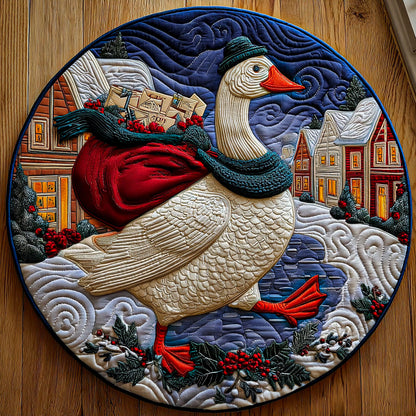 Delivery Goose Busy Winter Day XK0311001CL Quilted Round Mat