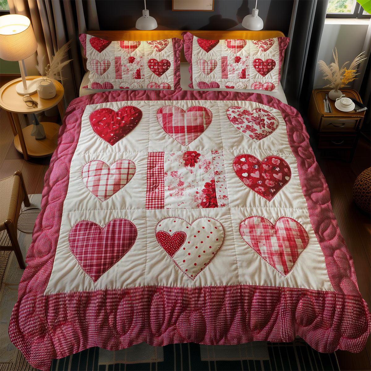 Patchwork Of Hearts WN1002075CL Duvet Cover Set