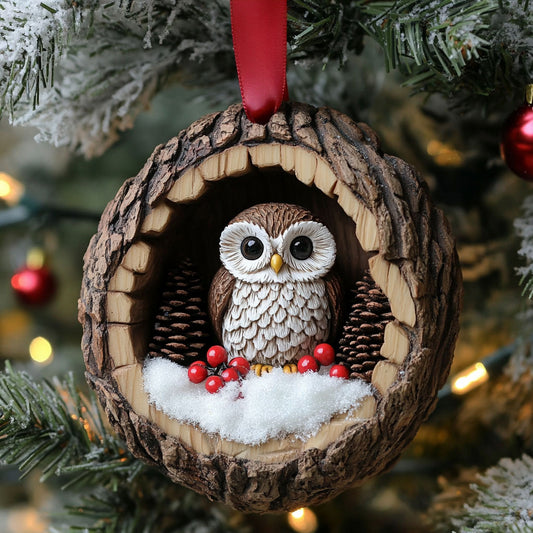 Snow Owl Nest CW0312024CL Christmas Ornament