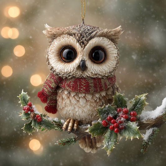 Owl Holly Night WN1112052CL Christmas Ornament