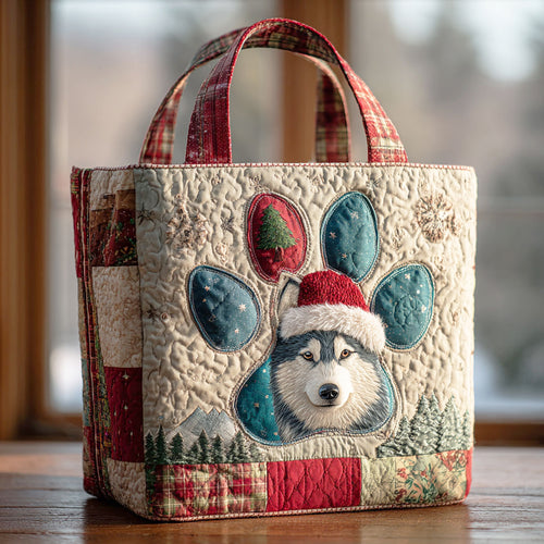 Holiday Husky CW0611041CL Quilted Tote Bag