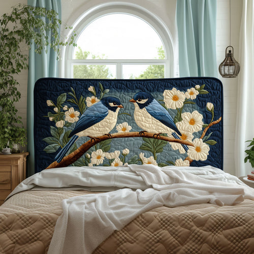 Floral Haven Bluebirds KL1301029CL Quilted Headboard Slipcover