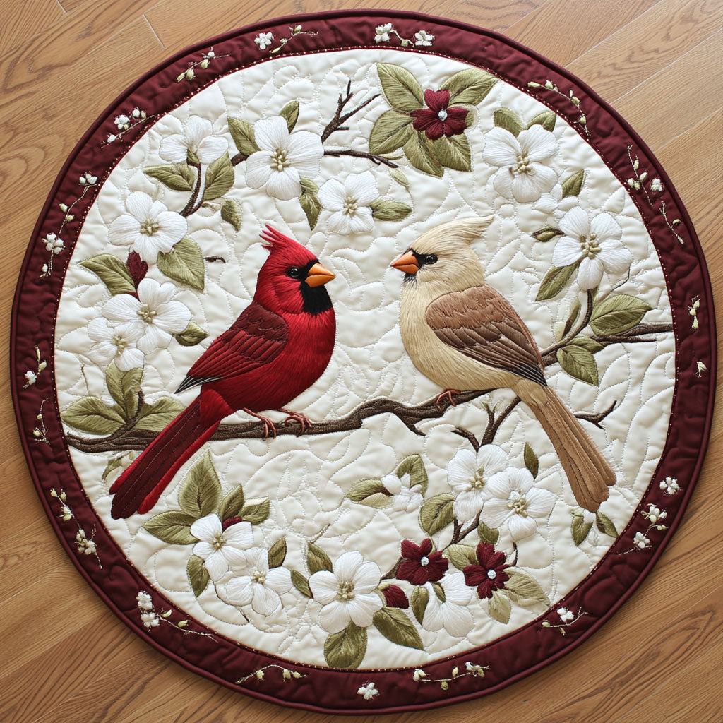 Cardinal Love Patch WN2905008CL Quilted Round Mat