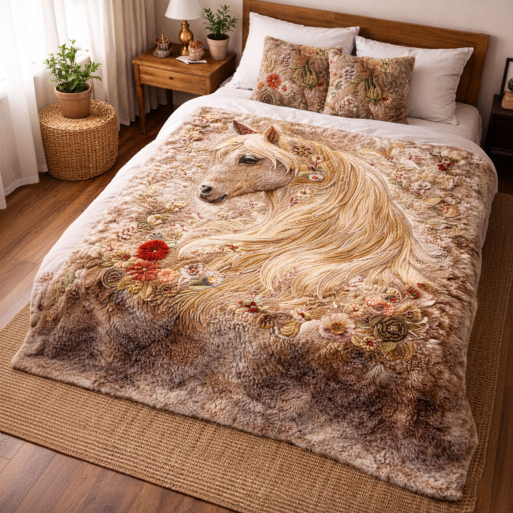 Flower Horse WJ2801002CL Faux Fur Throw Blanket
