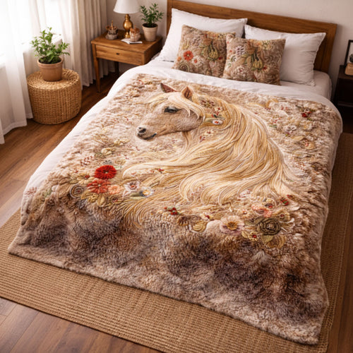 Flower Horse WJ2801002CL Faux Fur Throw Blanket