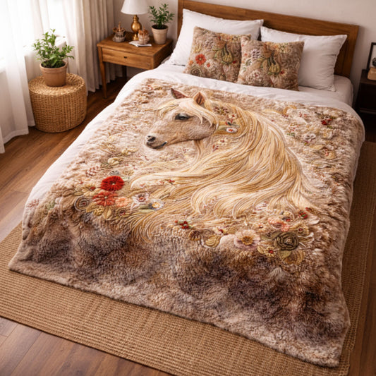 Flower Horse WJ2801002CL Faux Fur Throw Blanket