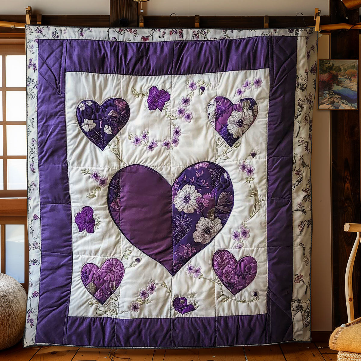 Lavender Heart WN0403012CL Quilt