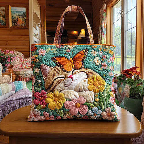 Floral Daydream Cat KL1912003CL Quilted Tote Bag