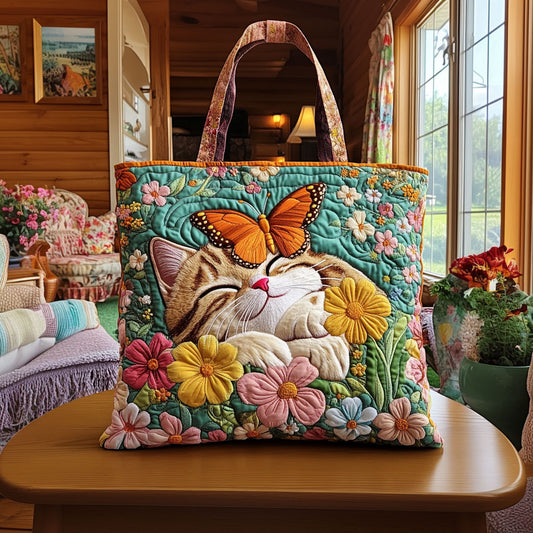 Floral Daydream Cat KL1912003CL Quilted Tote Bag