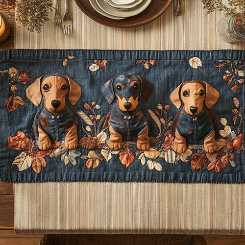 Floral Dachshund WN0207065CL Quilted Table Runner