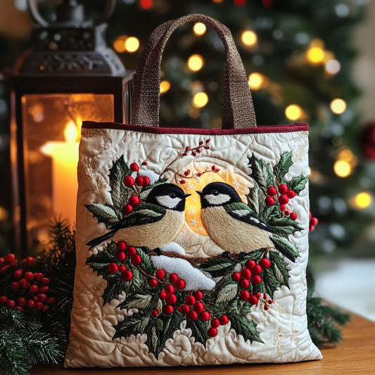 Holiday Joy Chickadee WN2210028CL Quilted Tote Bag