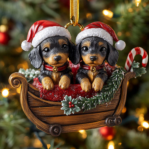 Festive Dachshund Ride CW1211023CL Christmas Ornament