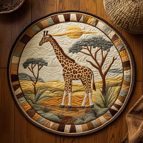 Peaceful African Giraffe WN0304056CL Quilted Round Mat