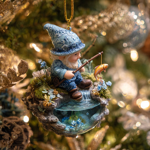 Crystal Gnome Fishing CW0212018CL Christmas Ornament
