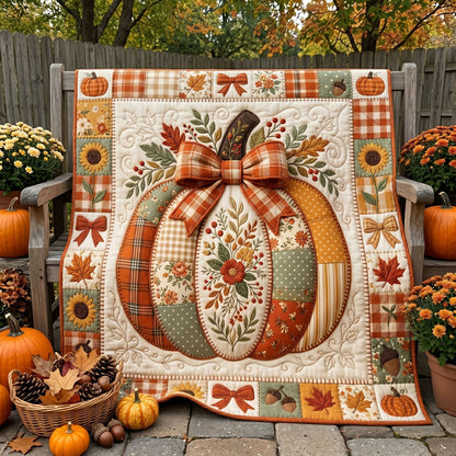 Patchwork Pumpkin Bow WN1906010CL Quilt