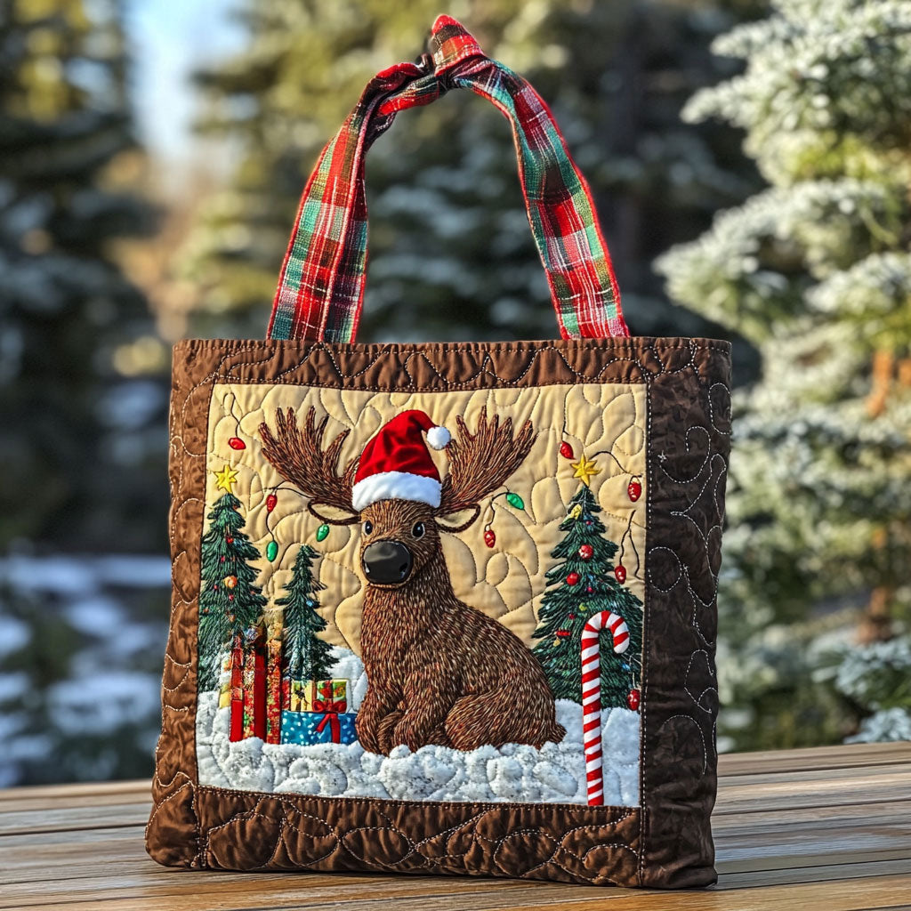 Rustic Moose Christmas WN1310037CL Quilted Tote Bag