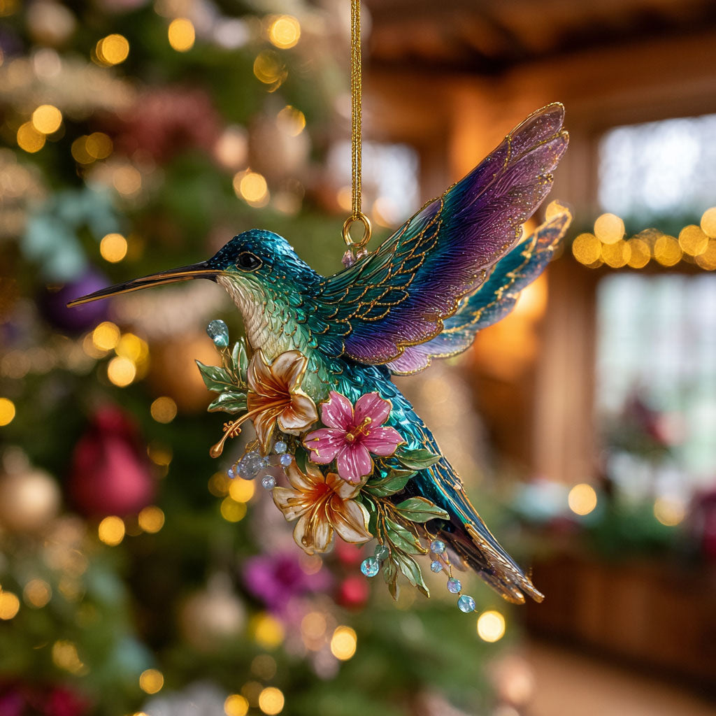 Hummingbird Petal Glow CW0412103CL Christmas Ornament
