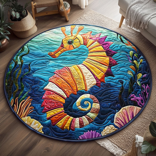 Underwater Seahorse WJ0907047CL Quilted Round Mat