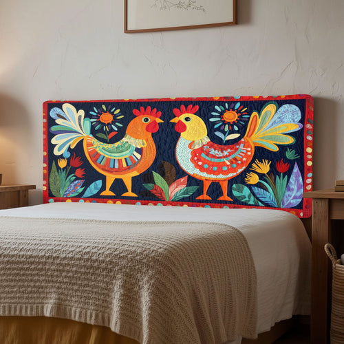 Folk Rooster CW1512014CL Quilted Headboard Slipcover