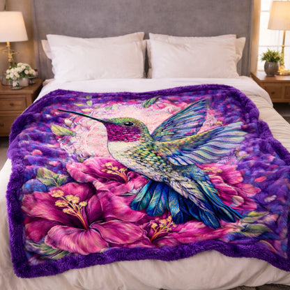 Hummingbird in Bloom KL2801003CL Faux Fur Throw Blanket