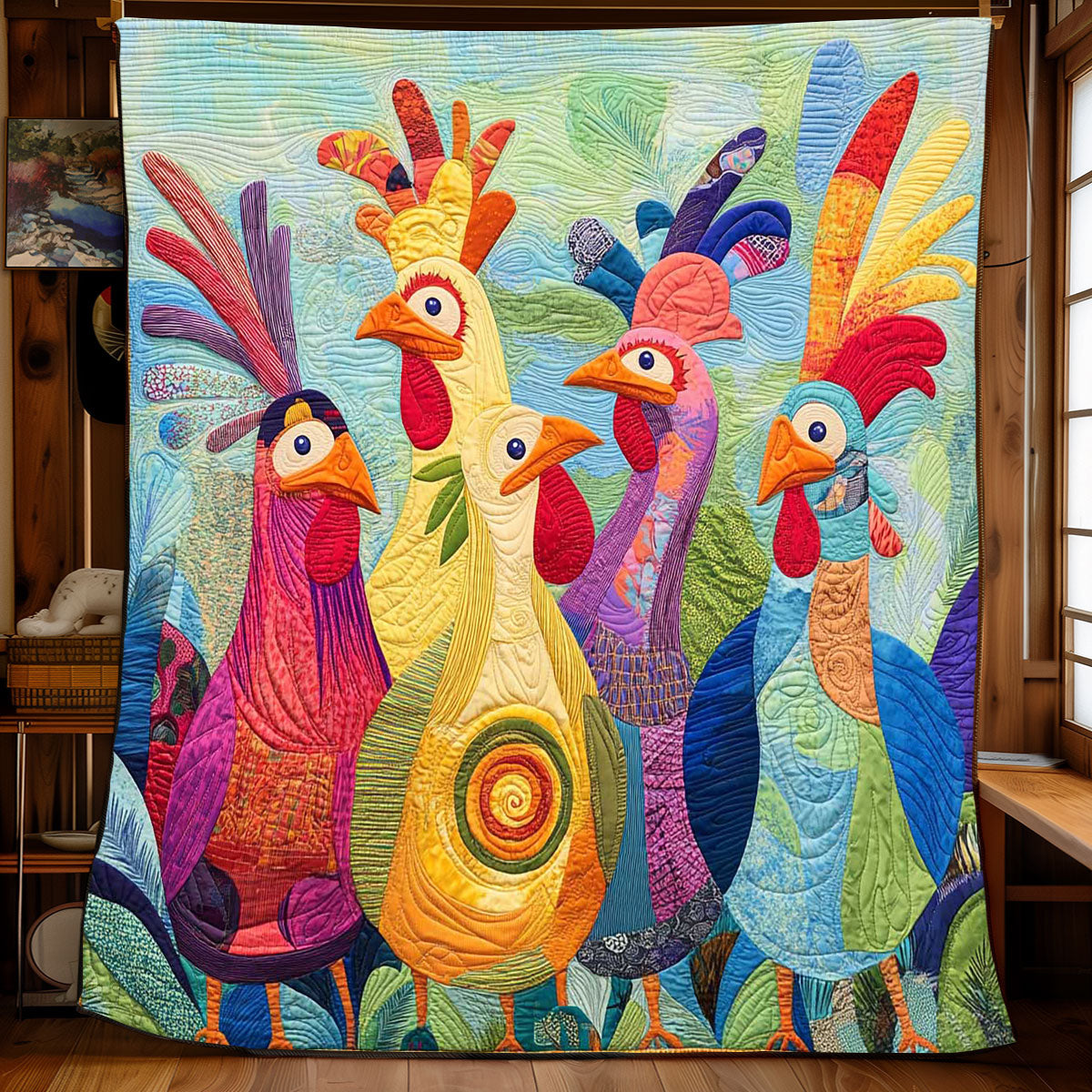 Chicken Whimsical WP1002009CL Quilt