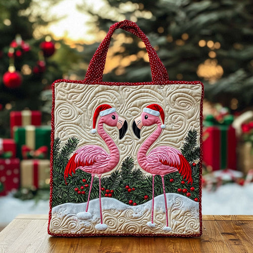 Christmas Flamingo QA0412035CL Quilted Tote Bag