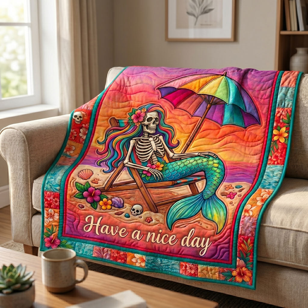 Beach Vibes Skeleton Mermaid WN1504001CL Quilt