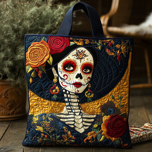 Skeleton Lady Boho Bloom WN1810063CL Quilted Tote Bag