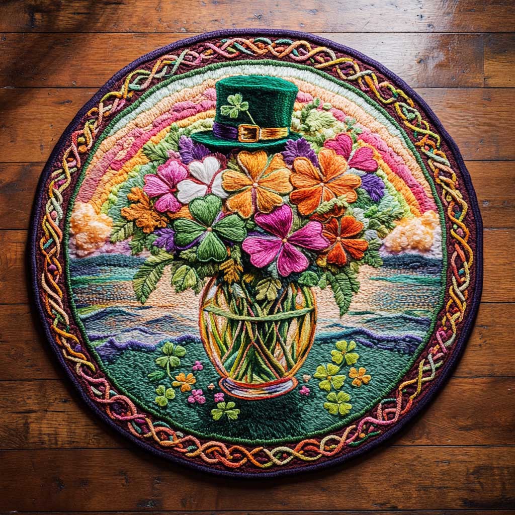 Lucky Shamrock Bloom WN2904080CL Quilted Round Mat