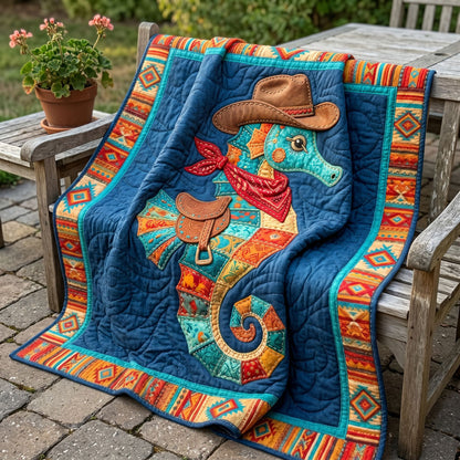 Rustic Coastal Cowboy Seahorse WN2404012CL Quilt