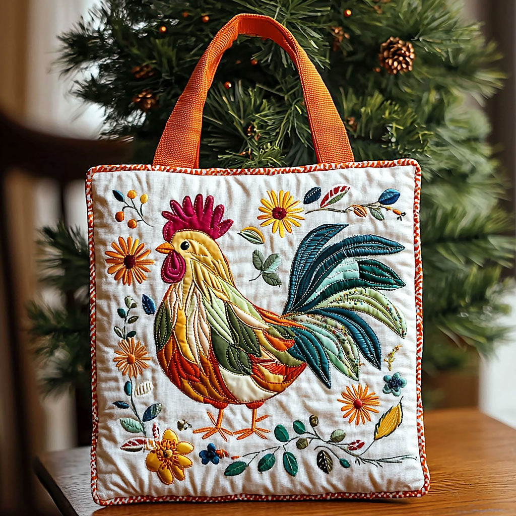 Floral Chicken QA0212012CL Quilted Tote Bag