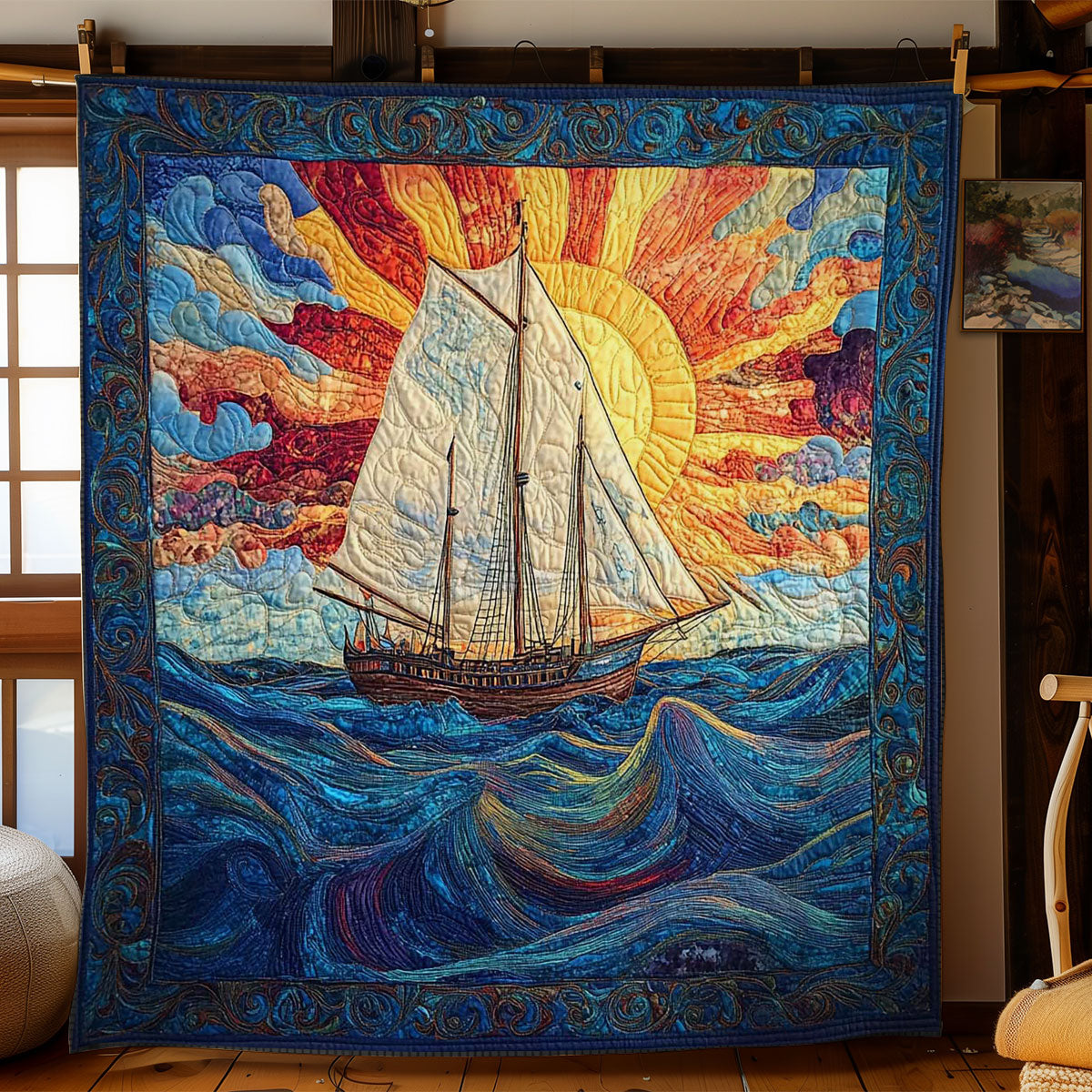 Stormy Sailboat WN0602006CL Quilt