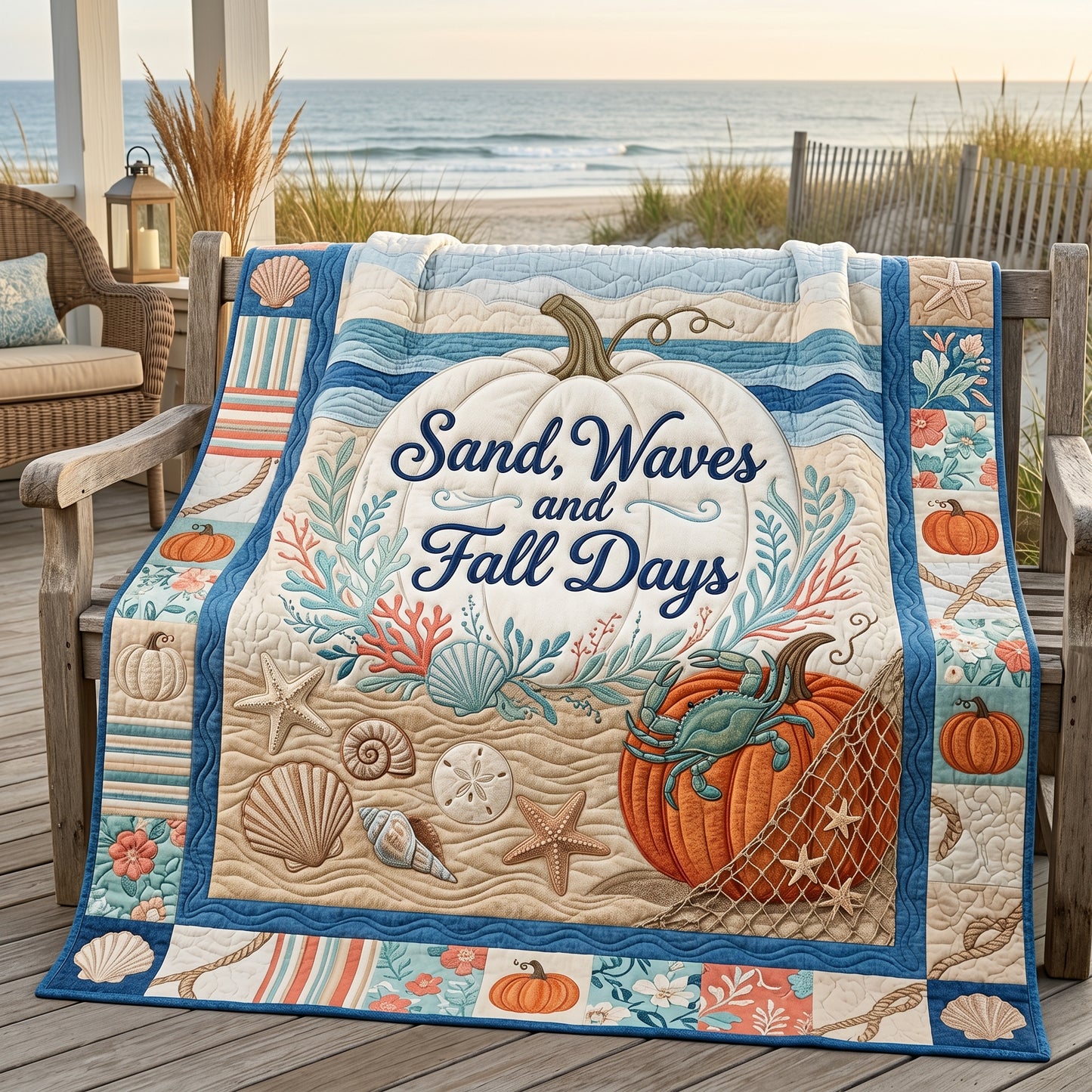 Sand, Waves And Fall Days XR1905009CL Quilt