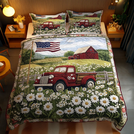 Floral Red Truck WN0703083CL Duvet Cover Set