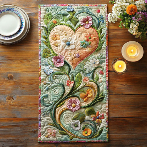 Love Garden CW1401124CL Quilted Table Runner